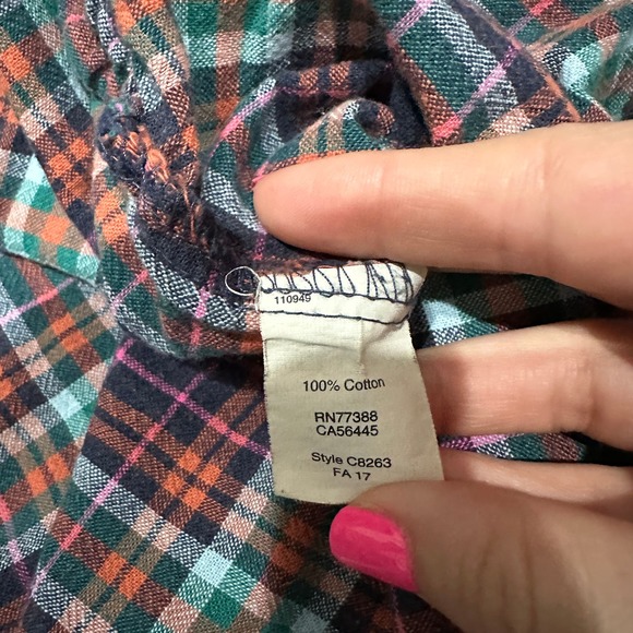 M J.Crew Factory Boy Fit Blue Plaid Button Down - Picture 4 of 4